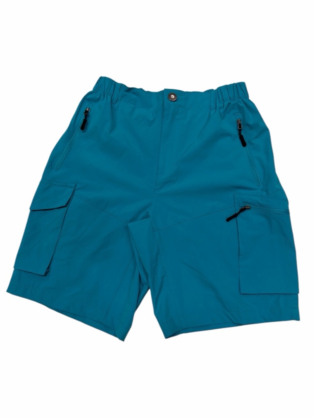Pudolla Cargo Hybrid Shorts Teal Multi Pocket Zip Outdoor Hiking Travel Small